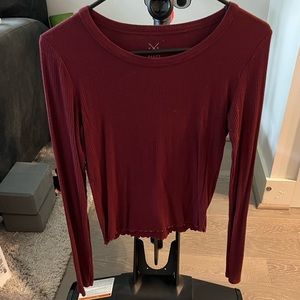 Pacsun Maroon Longsleeve Crop Top